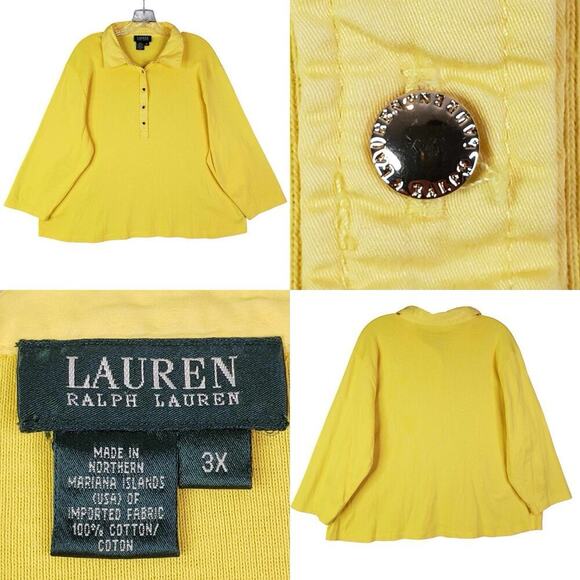 Polo Ralph Lauren RLL Shirt Womens Plus Size 3X Bright Yellow Popover T-Shirt - Picture 1 of 9
